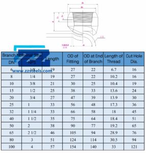 3000LB Threadolet Dimensions